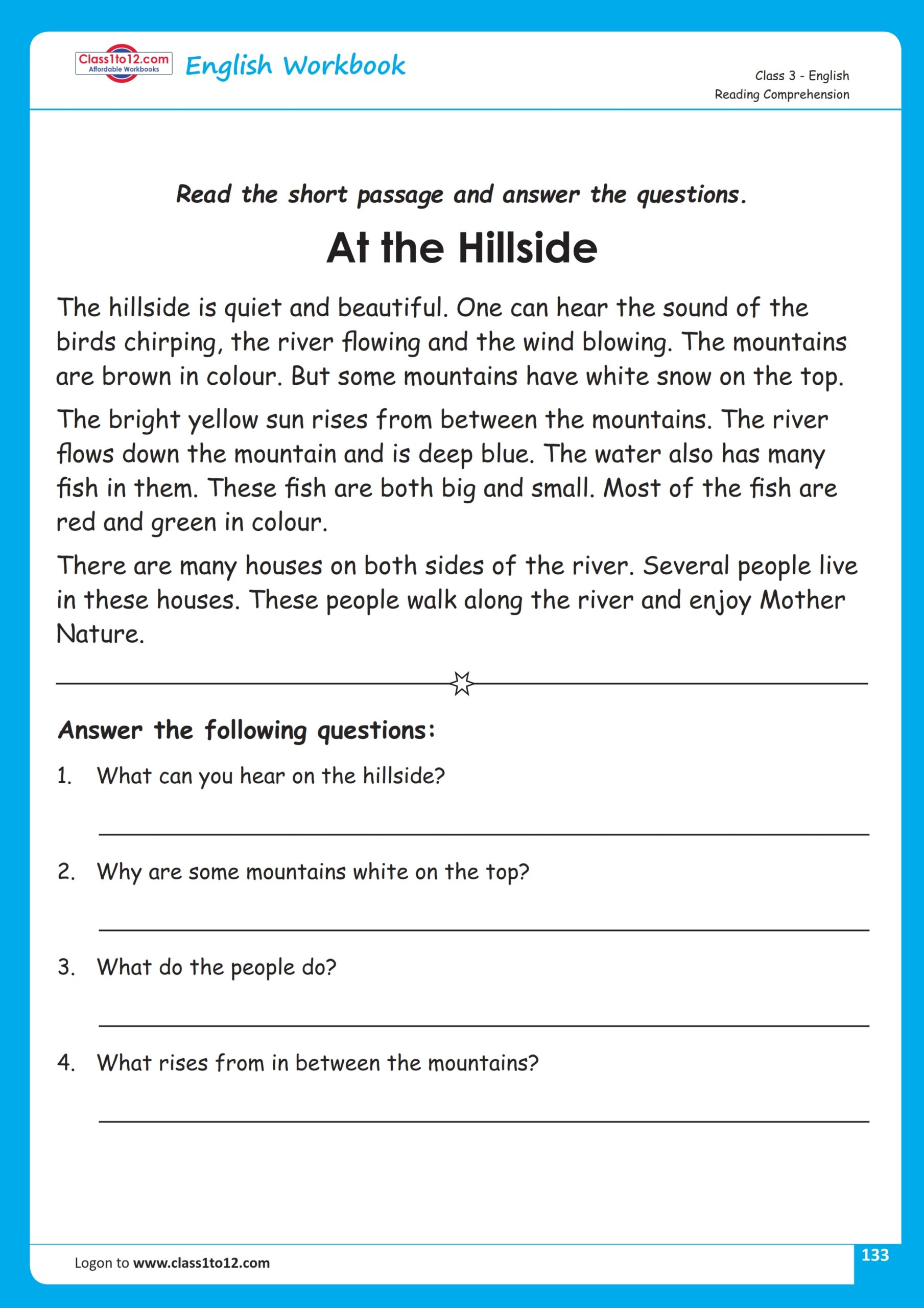 English Comprehension Worksheets For Class 5