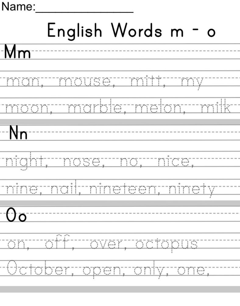 English Writing Practice Sheets