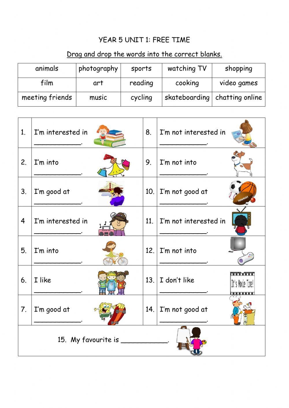 English Year 5 Free Time Worksheet Live Worksheets Worksheets Library