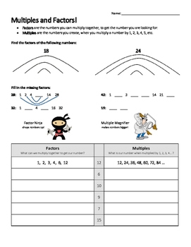 Factors And Multiples Worksheet By Kristin Wiese TpT