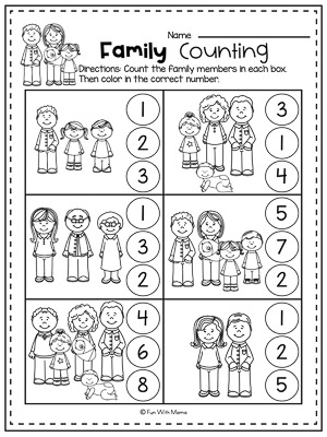 Family Theme Preschool Activities Worksheets For Kindergarten 