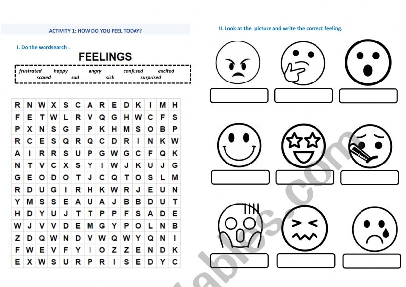 Feelings And Emotions Cut And Paste Worksheet For Children And ESL