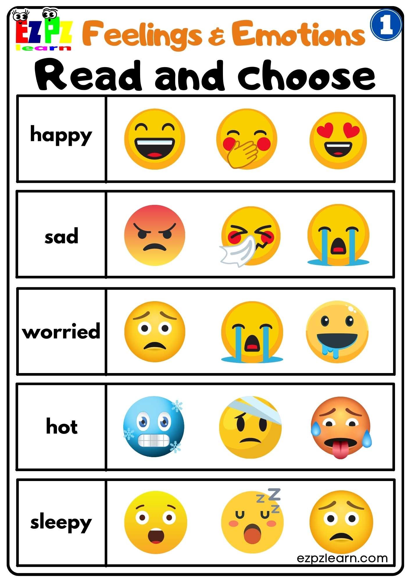 Feelings And Emotions Worksheet Free Printable PDF For Children 