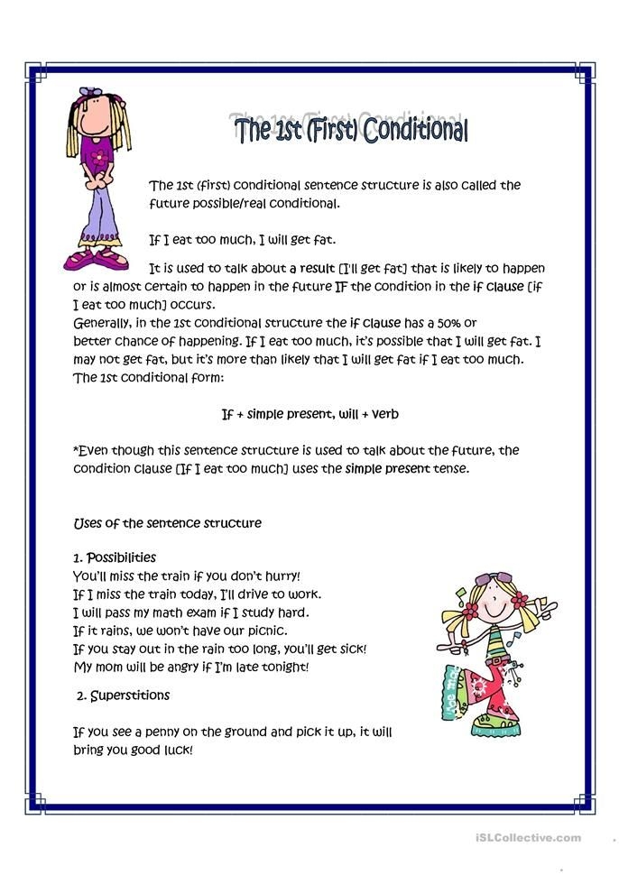 First Conditional Revision Worksheet Conditional Sentence Teaching 