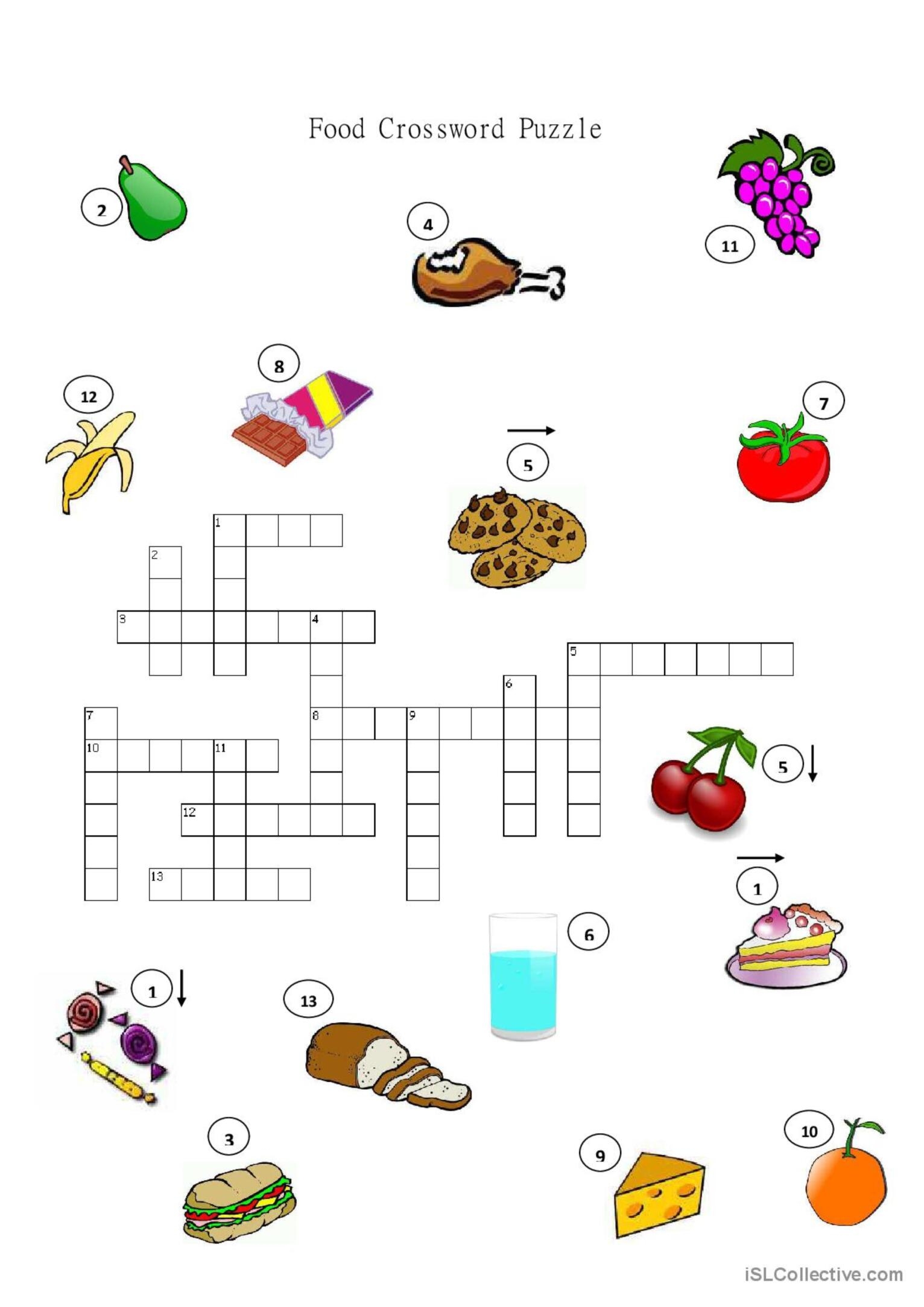 Food Crossword Puzzle Crossword English ESL Worksheets Pdf Doc