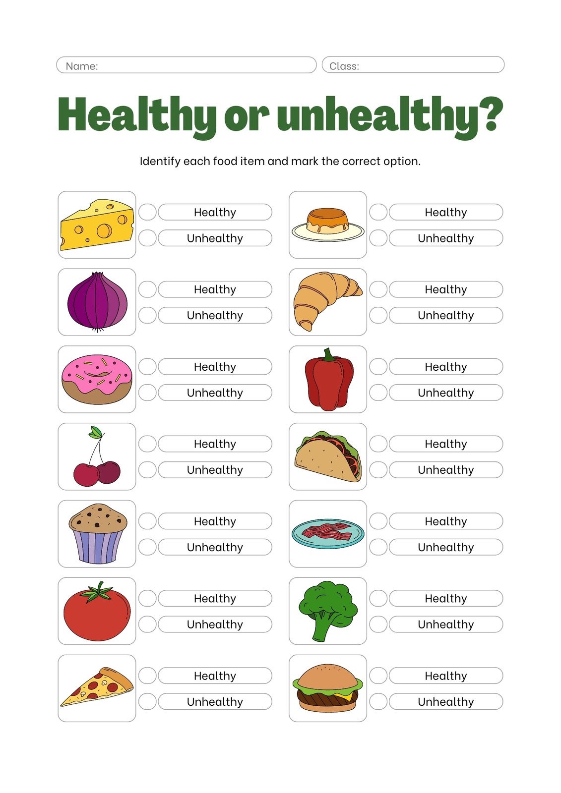 Food Healthy Unhealthy Food Worksheet Healthy And Unhealthy 