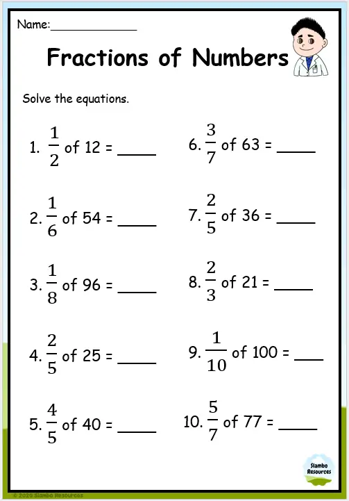 Fraction Class 5 Worksheets Printable Online