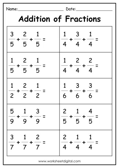 Fraction Worksheets Worksheet Digital Worksheets Library