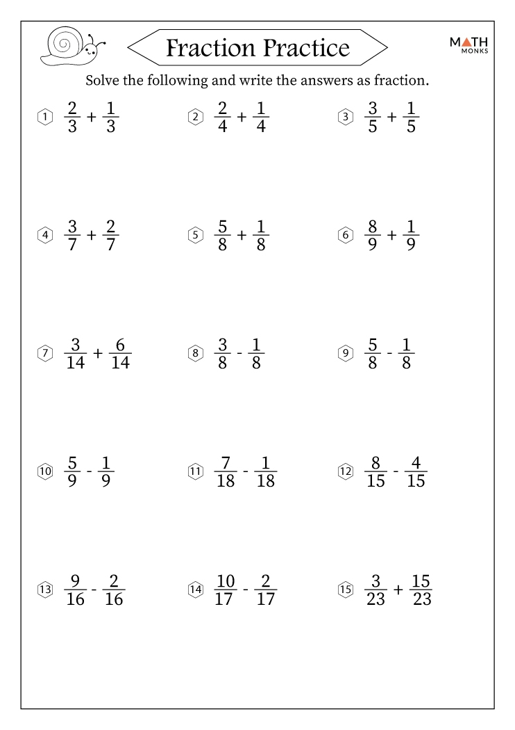 Fractions Worksheets With Answer Key Worksheets Library