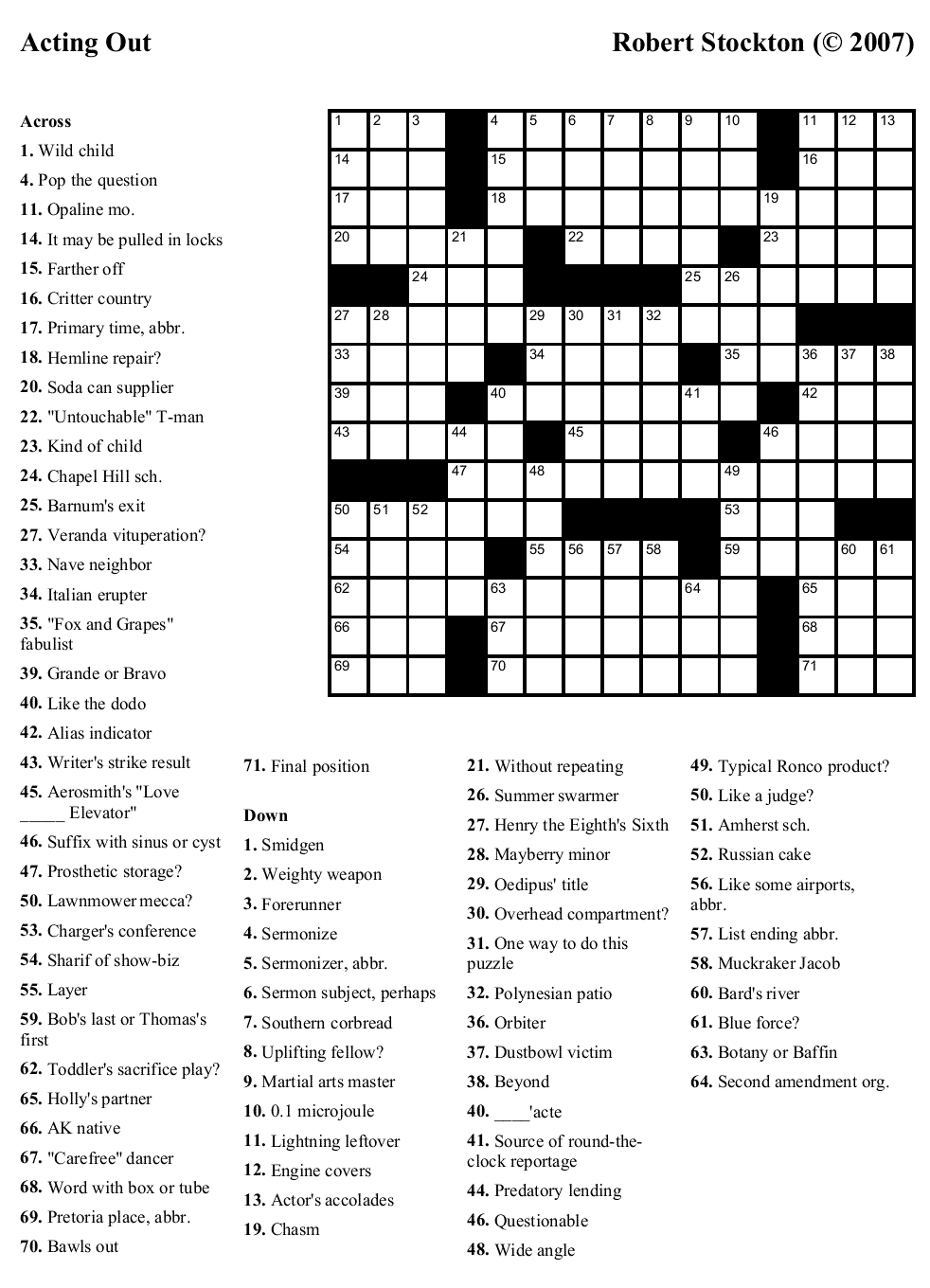 Free Daily Crosswords Printable