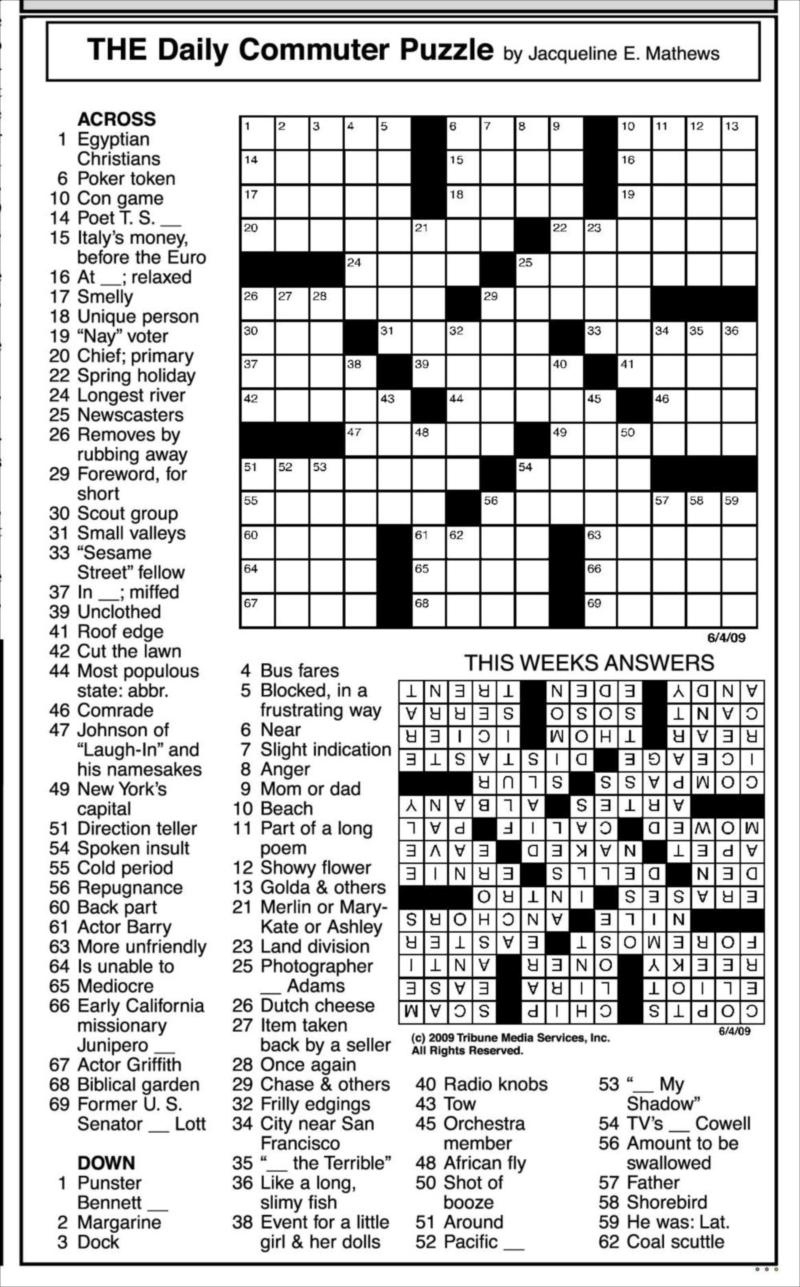 Free Daily Printable Crossword Puzzles Pdf Free Crossword Puzzles 