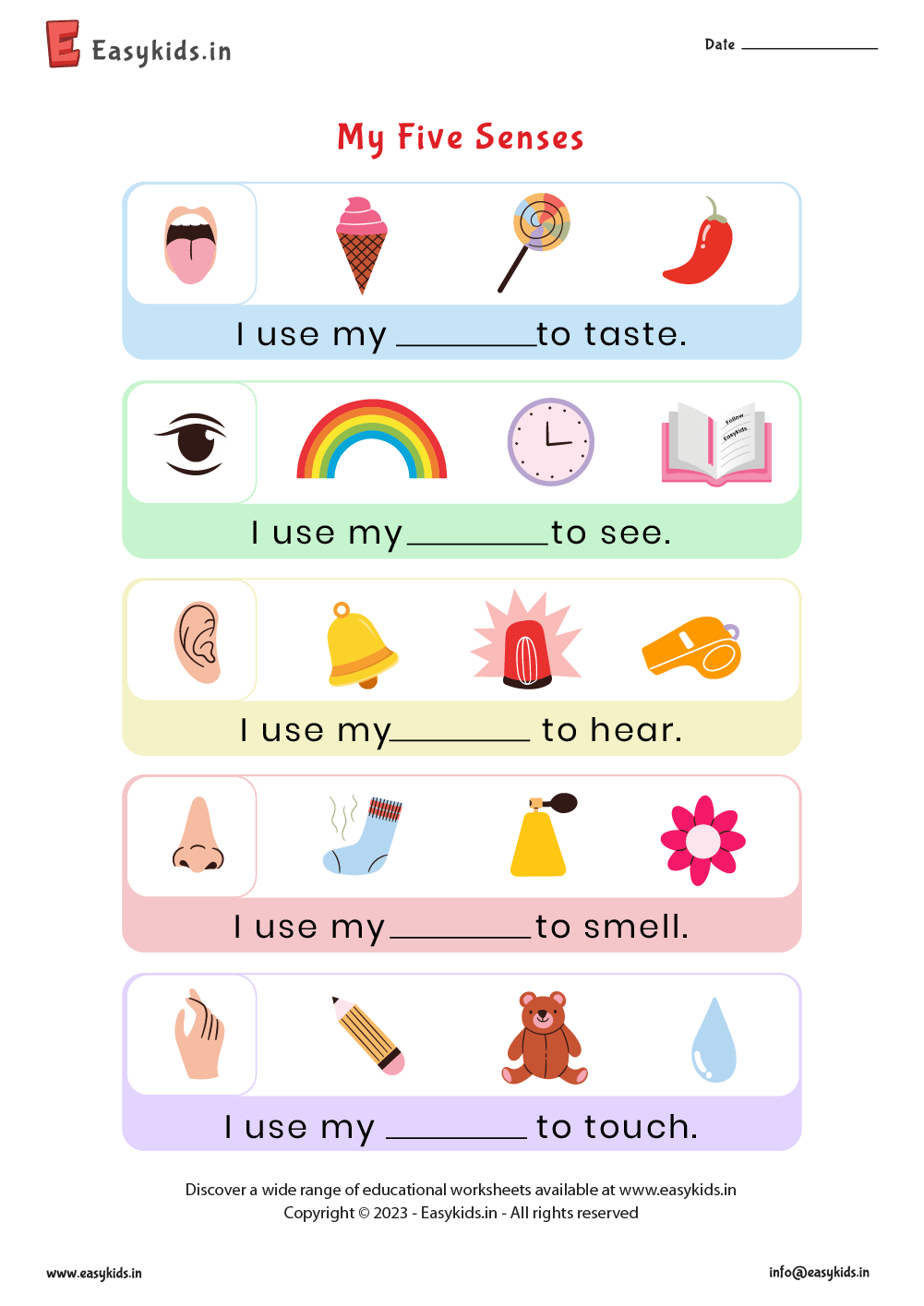 Free Five Senses Worksheets And Activities ESL Vault Worksheets Library