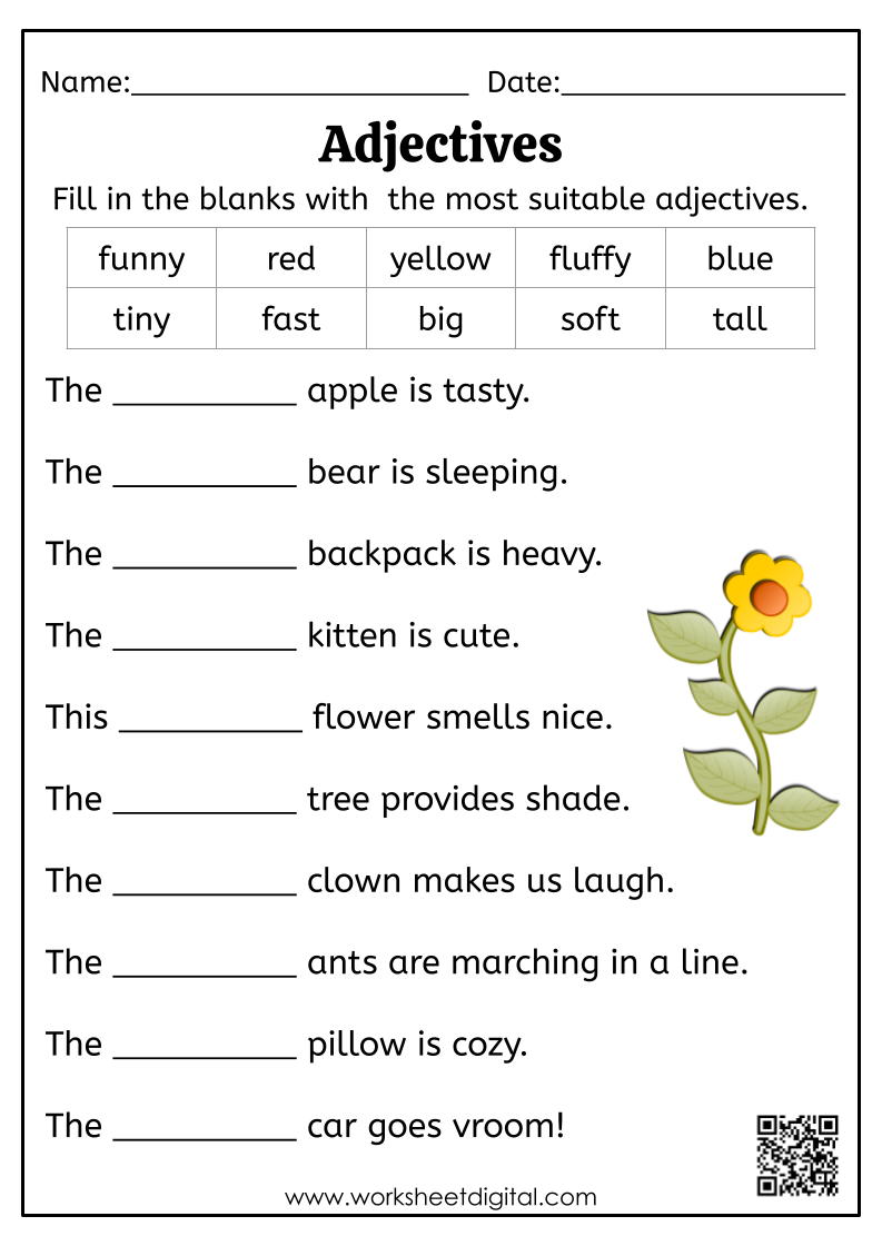 Free Kindergarten Adjective Worksheet Download Free Kindergarten 