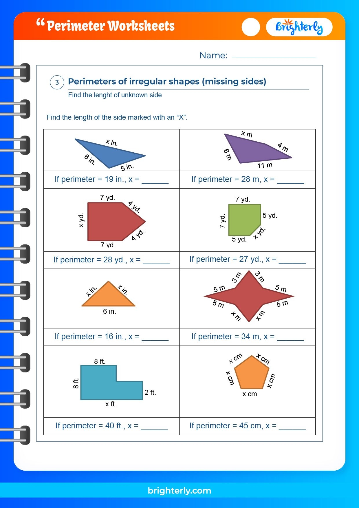 Free Printable Perimeter Worksheets Word Problems PDFs Brighterly