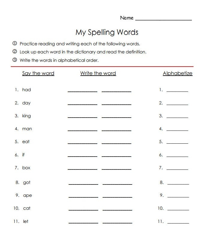 Free Printable Spelling Practice Worksheets Printable Worksheets