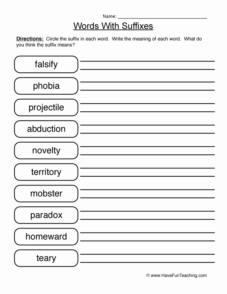 Free Suffix Worksheet Unique Suffix Worksheets Simple Template Design