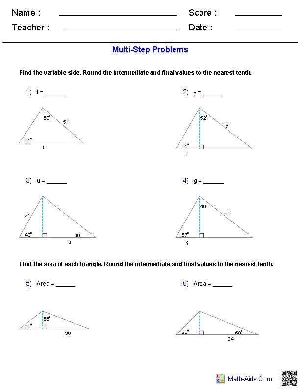 Geometry Worksheets Trigonometry Worksheets Geometry Worksheets 