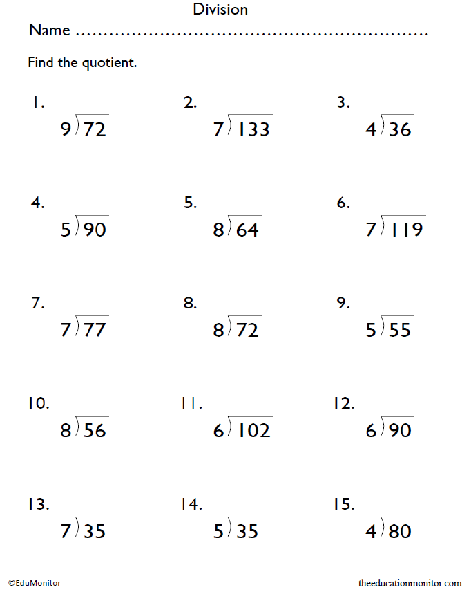 Grade 4 Division Math Worksheets EduMonitor Divisonworksheets