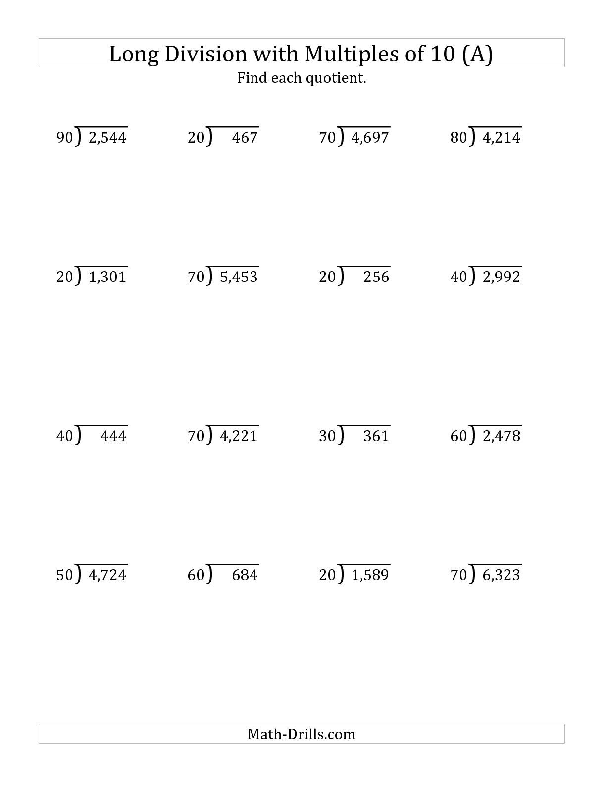 Grade 5 Long Division Worksheet Long Division Worksheets