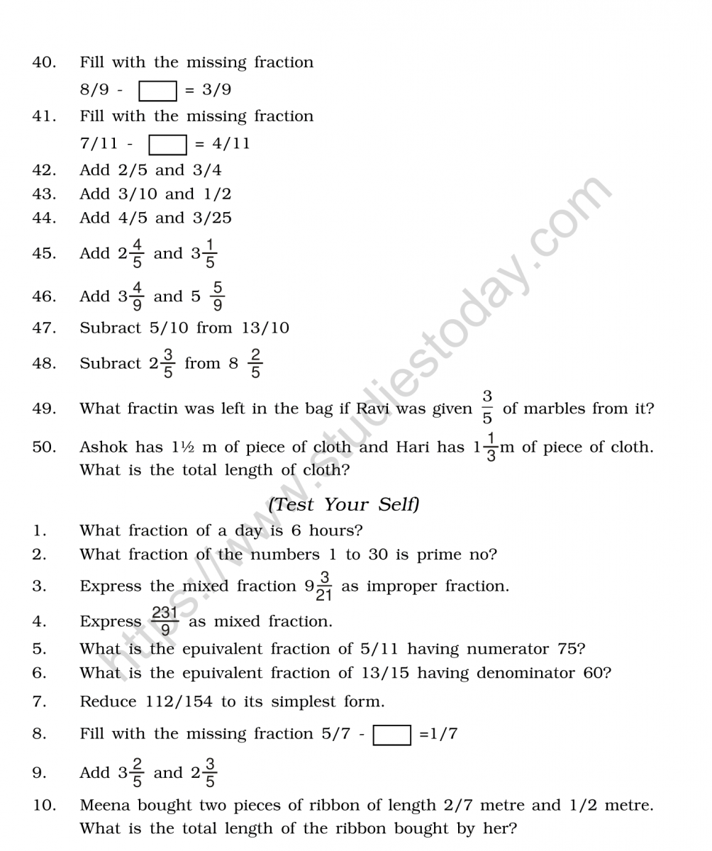 Grade 6 Adding Fractions Worksheets Free Printables Math 