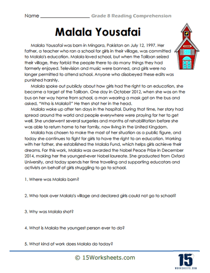 Grade 8 Reading Comprehension Worksheets