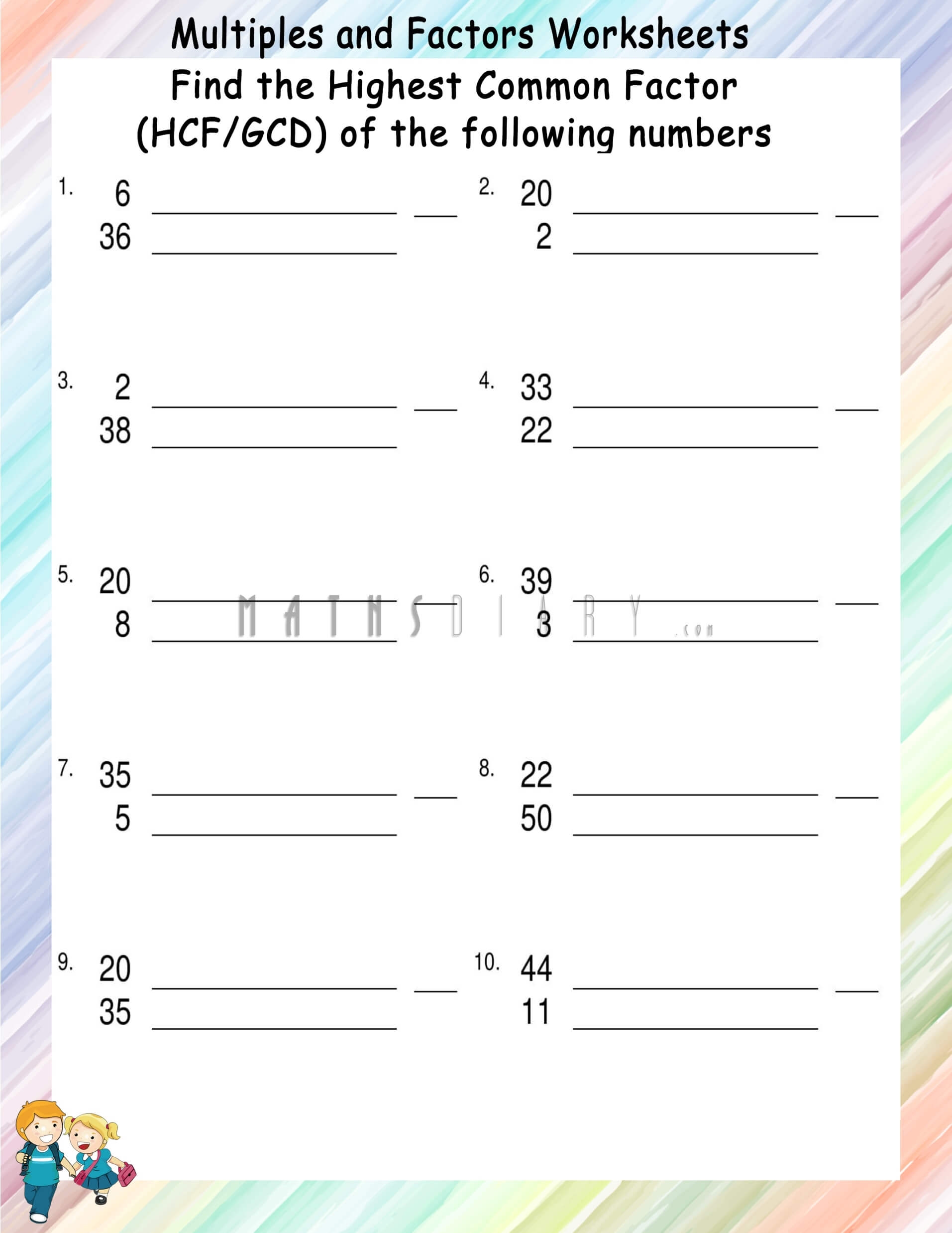 Greatest Common Factor Worksheet Page Worksheets Library