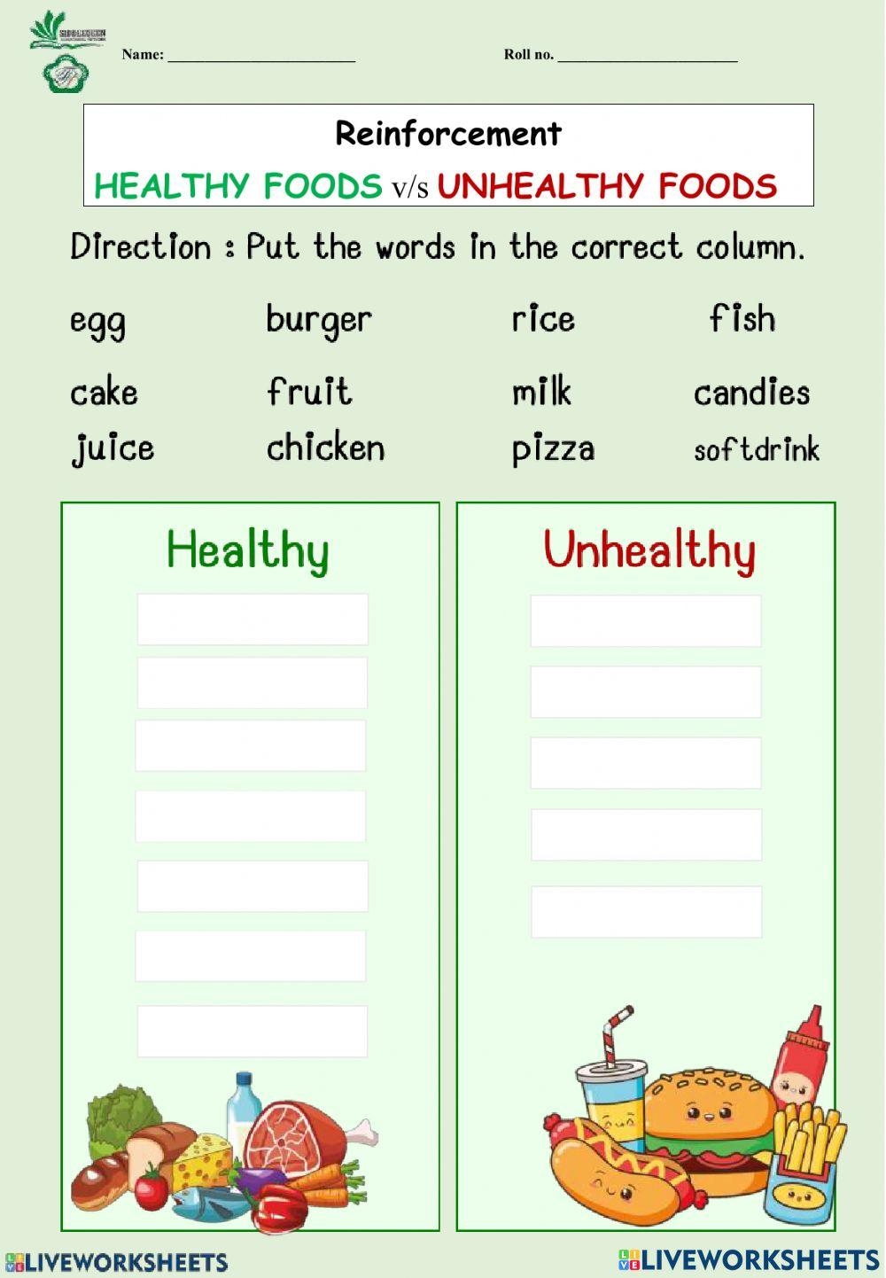 Healthy Or Unhealthy Foods Worksheet Live Worksheets Worksheets Library