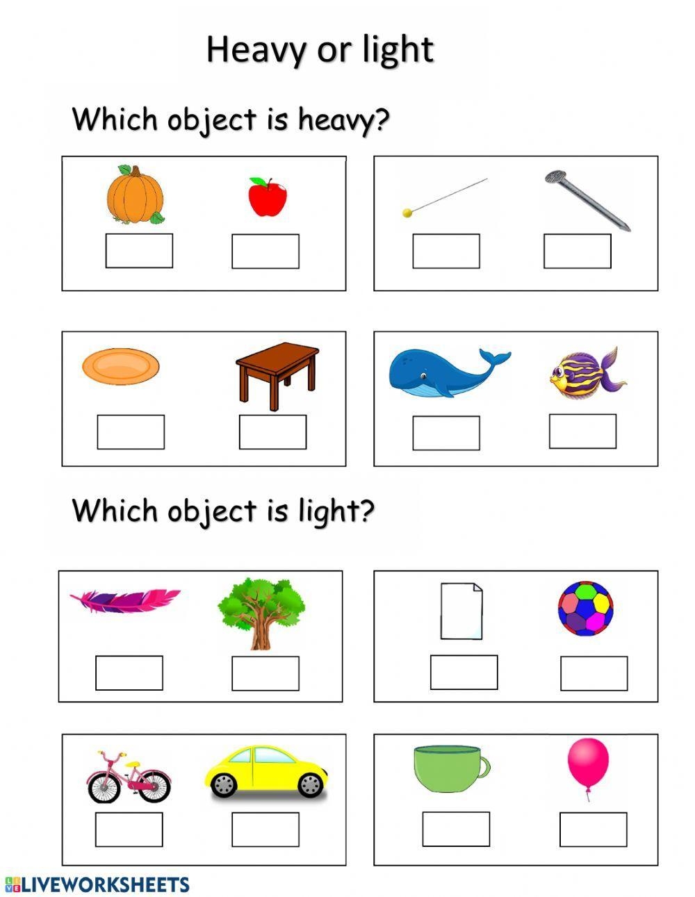 Heavy And Light Worksheet Live Worksheets Worksheets Library