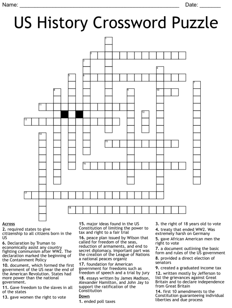 History Crossword Puzzles Printable Free Crossword Puzzles Printable
