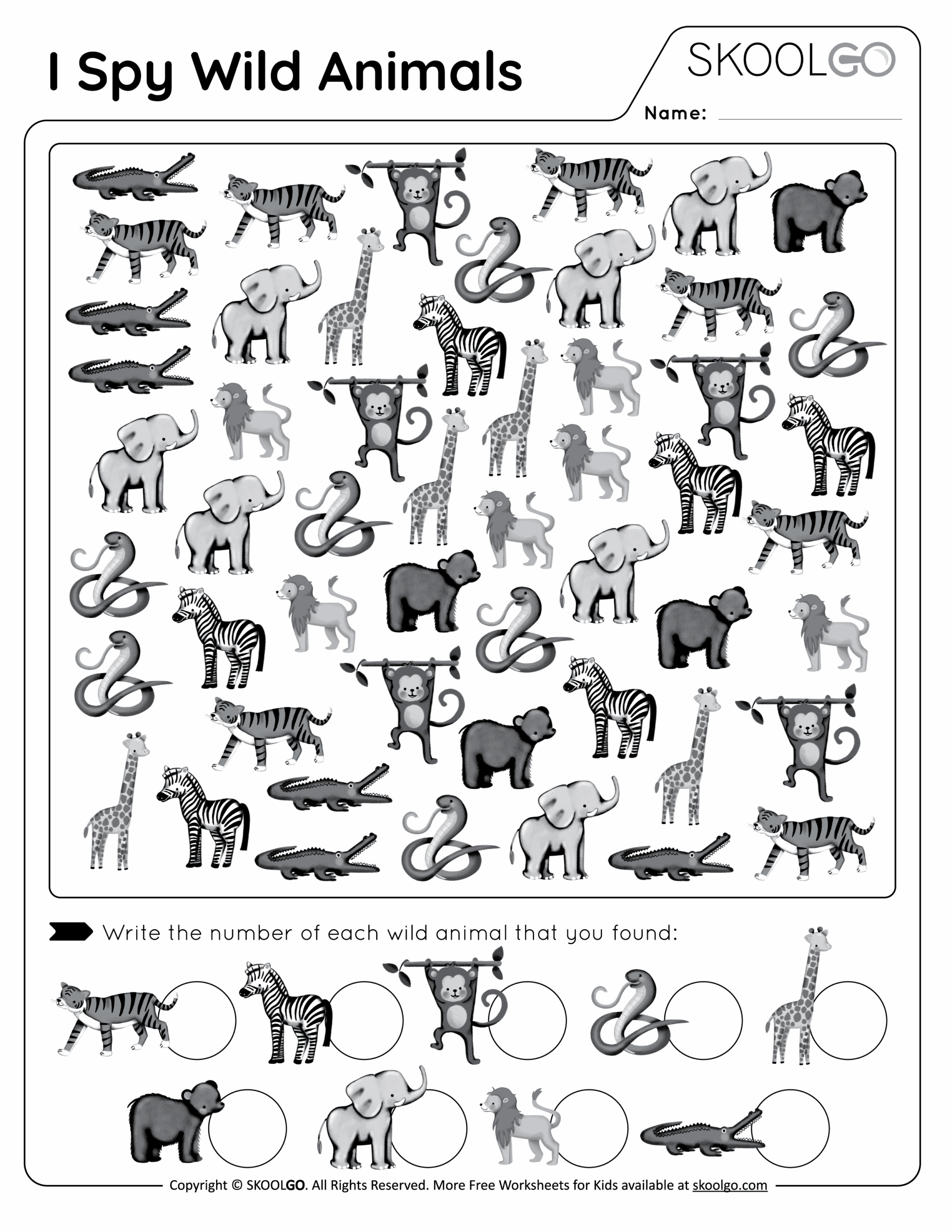 I Spy Wild Animals Free Worksheet SKOOLGO