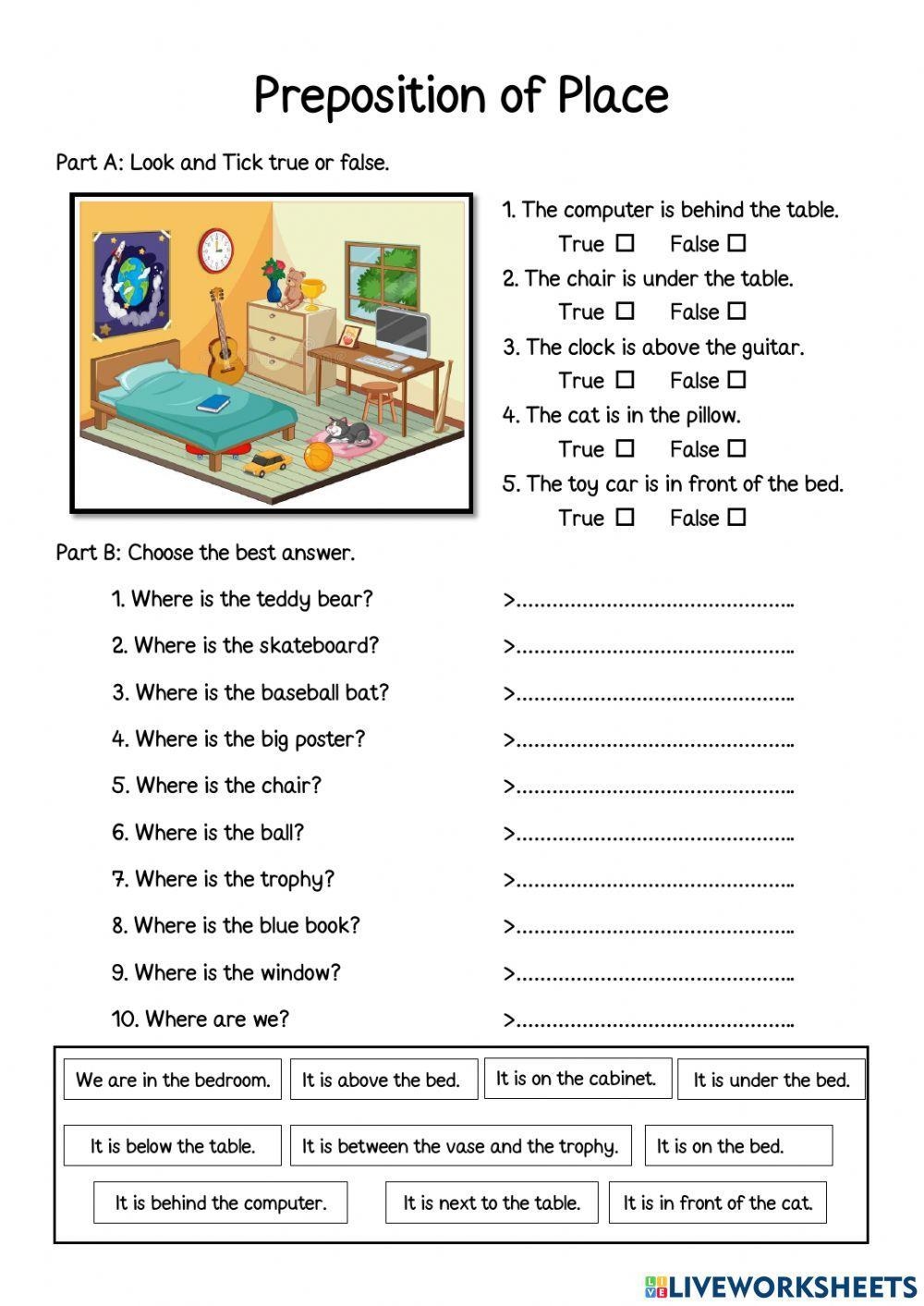 Identifying Prepositions Worksheets K5 Learning Worksheets Library