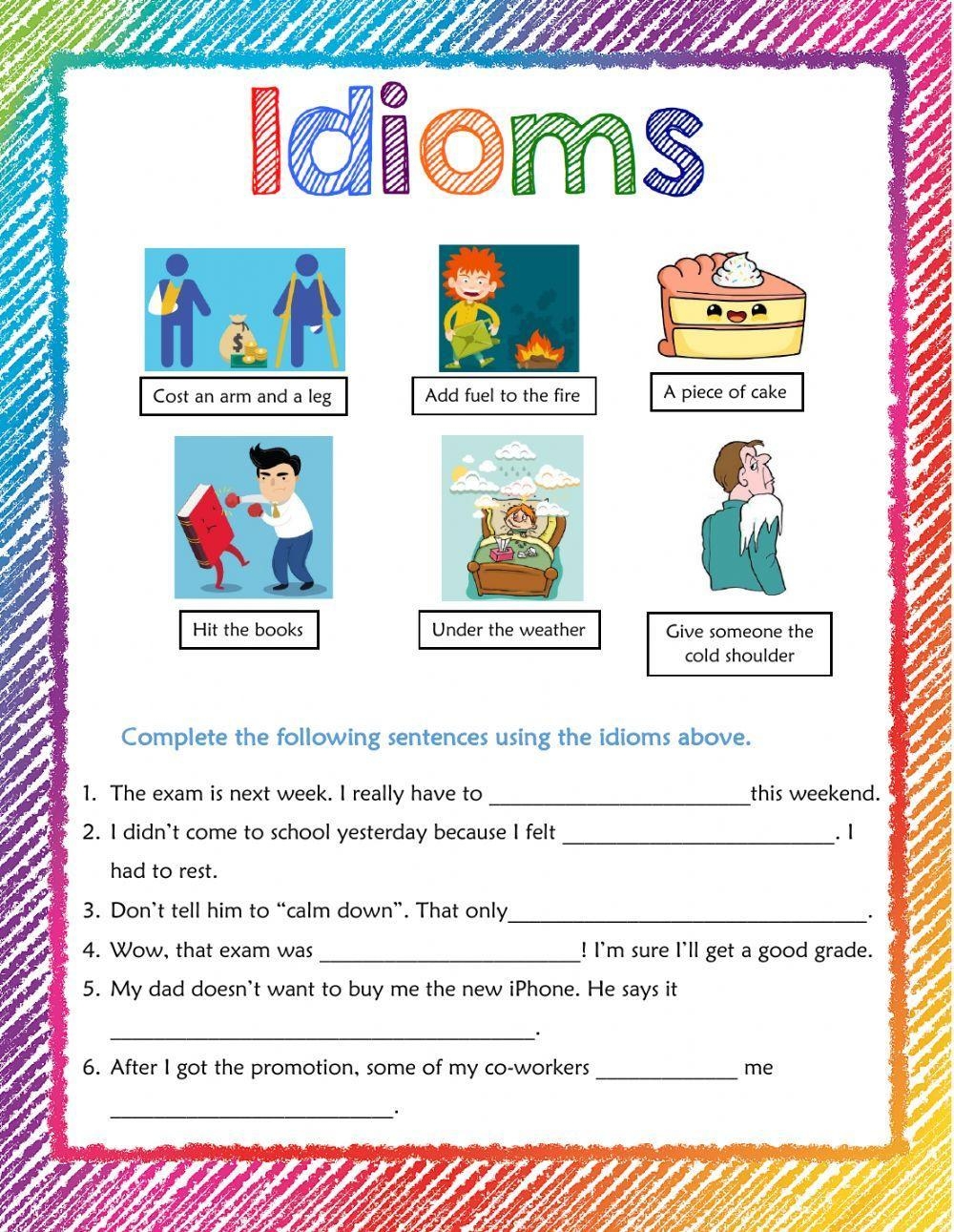 Idioms Worksheet For English IV Live Worksheets Worksheets Library