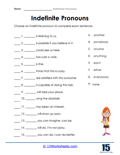 Indefinite Pronouns Worksheets 15 Worksheets Worksheets Library