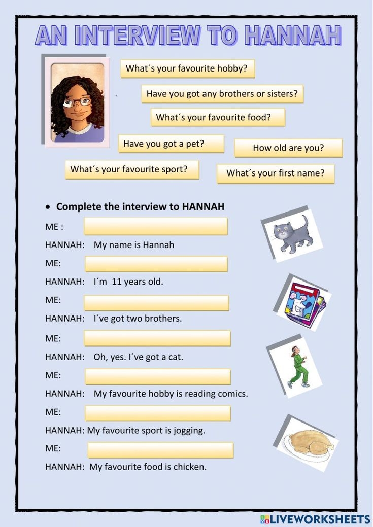 Interview With Hannah Worksheet
