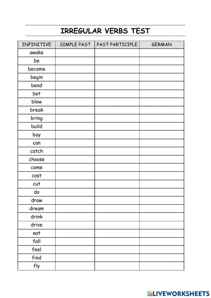 Irregular Verbs Worksheet Pdf Onlineworksheet my id Clase De Ingl s