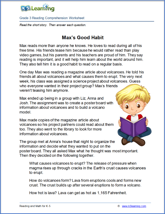 K5 Learning Reading Comprehension Worksheets Reading Comprehension 