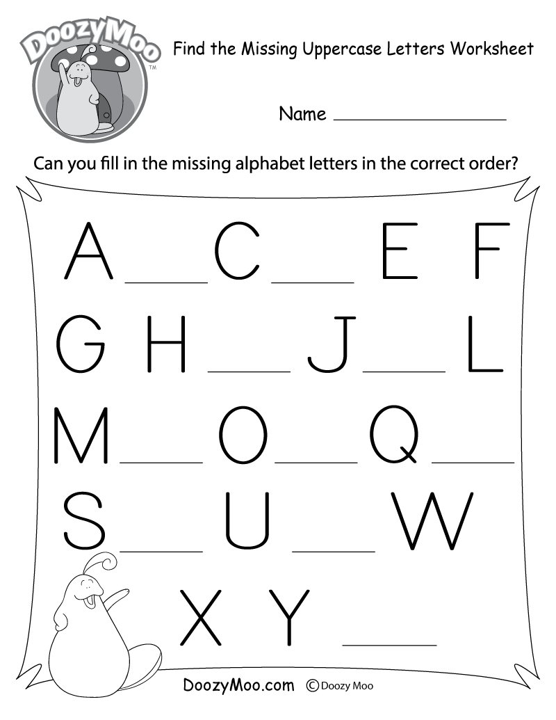 Kindergarten Missing Letter Worksheet Missing Lower Case In Between 