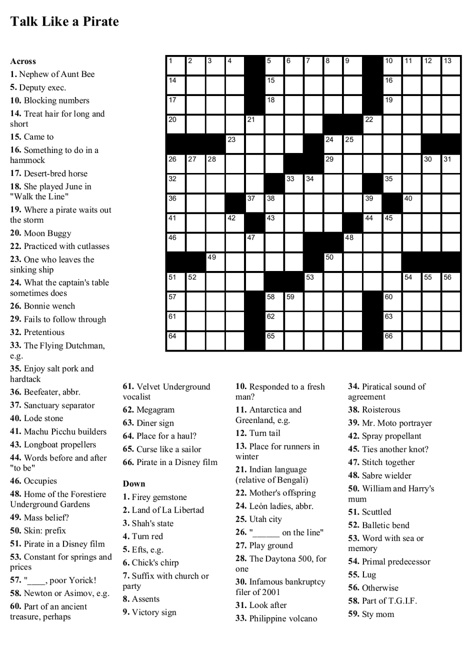 Large Print Crosswords Free Printable Printable JD