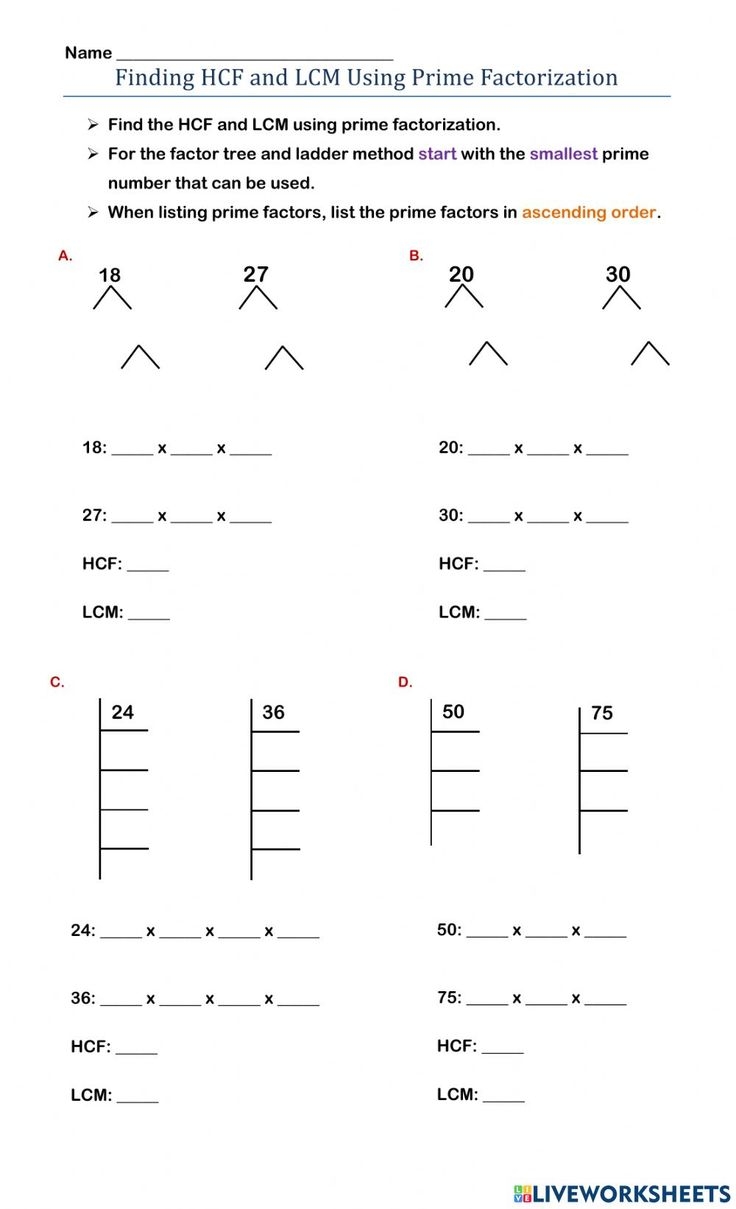 Lcm And Gcf Worksheet Math Resources