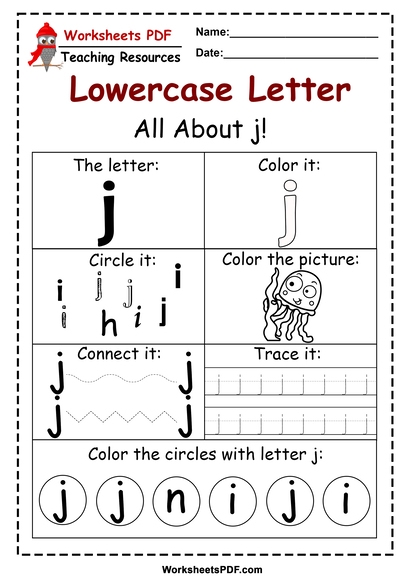 Letter J Worksheets PDF Recognize Trace Print