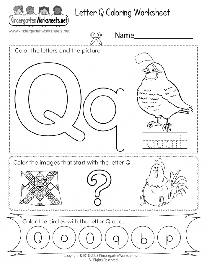 Letter Q Worksheet Kindergarten Printable PDF Template