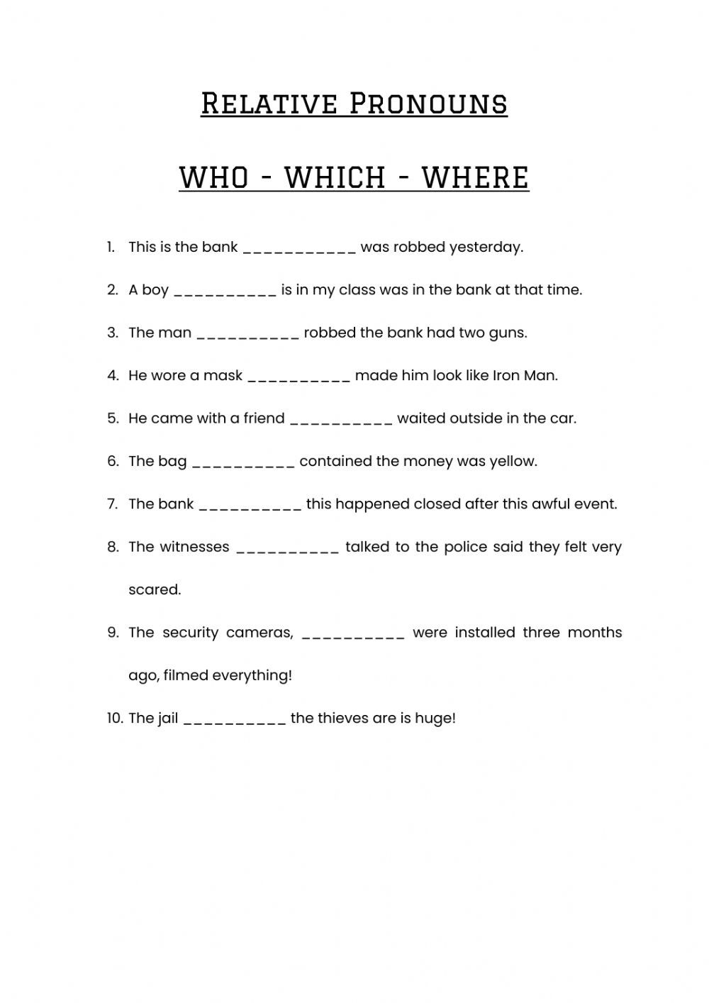 Literacy Relative Pronouns Worksheet Artofit