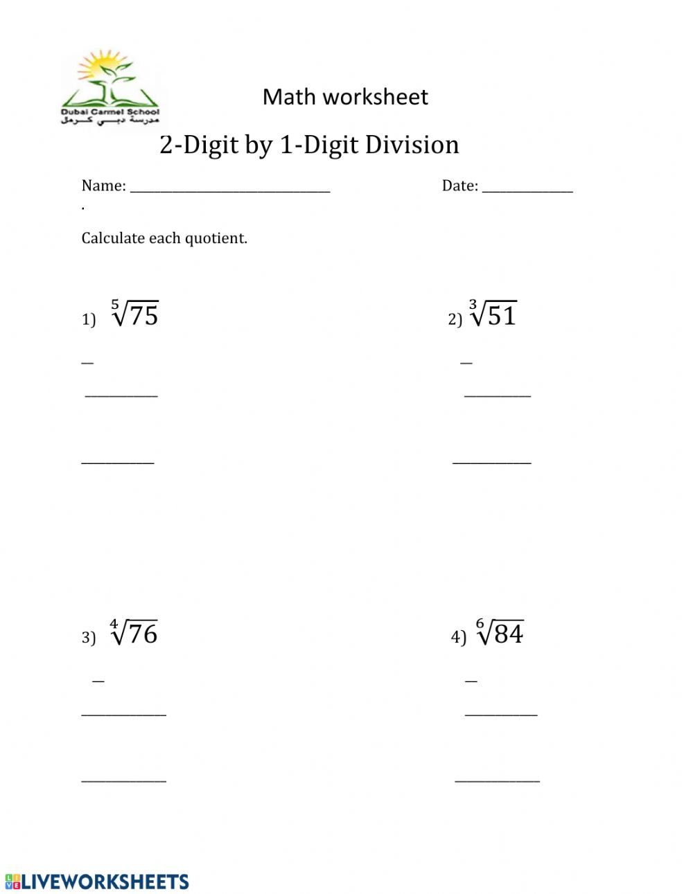 Long Division Live Worksheets Long Division Worksheets