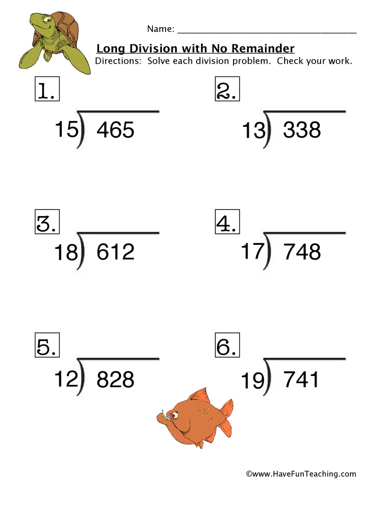 Long Division With Remainders Worksheet 4Th Grade