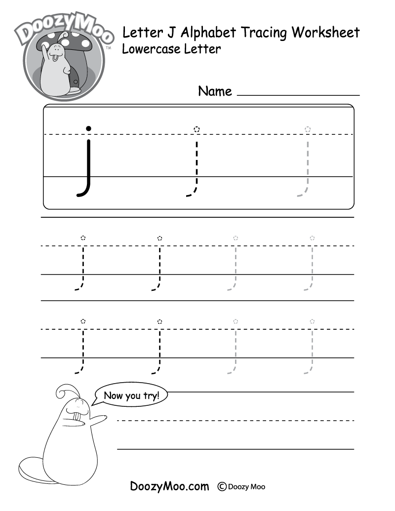 Lowercase Letter quot j quot Tracing Worksheet Doozy Moo