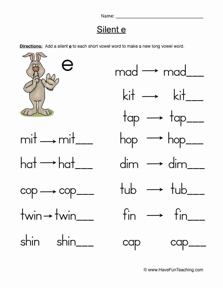 Magic E Worksheets Free Elegant Silent E Worksheets Simple Template 