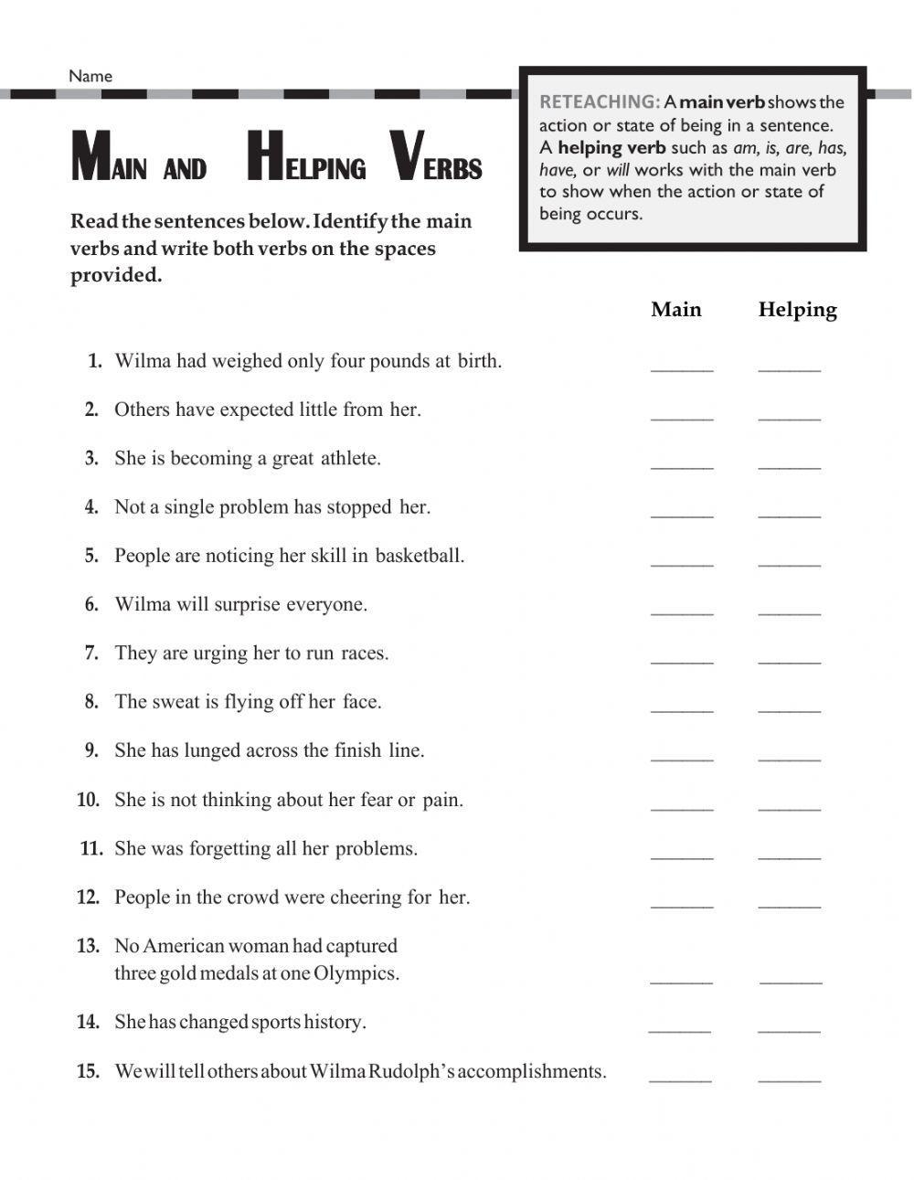 Main Helping Verbs Worksheet Live Worksheets Worksheets Library