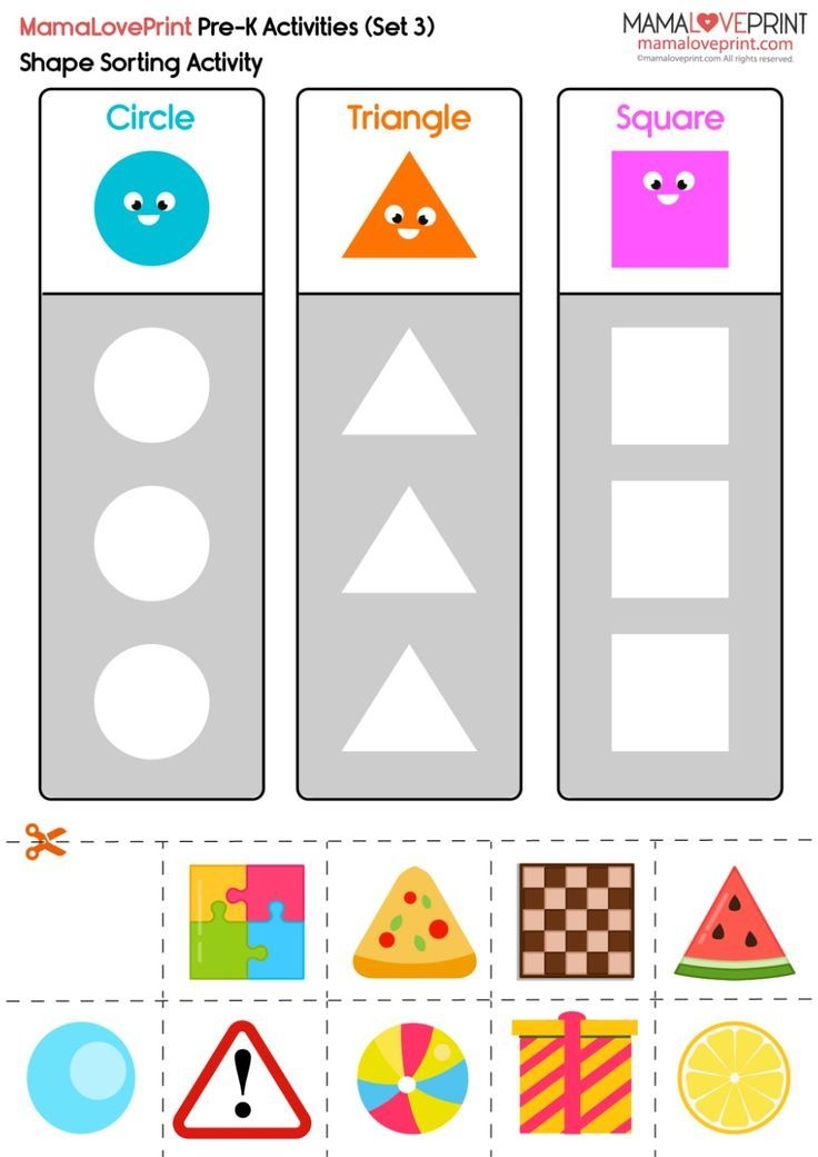 MamaLovePrint PreK Worksheets Shapes Cut And Paste Matching PDF Fre