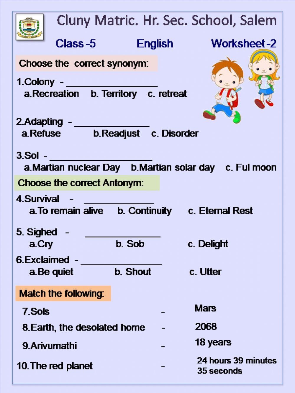 Match Opposites Worksheet 5 Worksheets Library