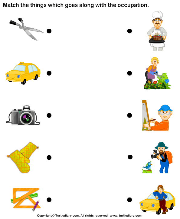 Matching Occupation Turtle Diary Worksheet